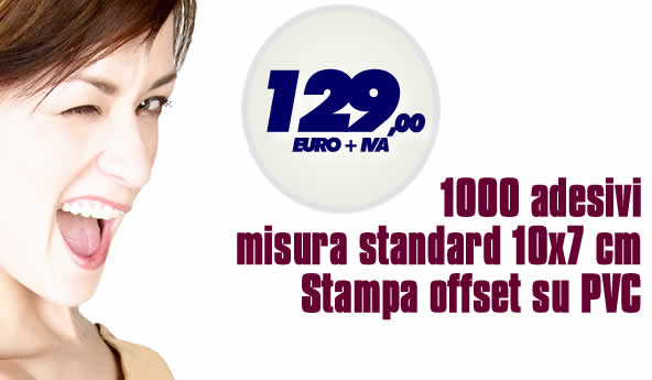 Immagine: Stampa 1000 adesivi misura 10 x 7 a soli 129 euro + iva